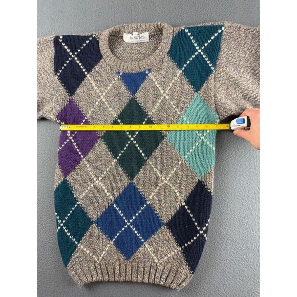 Antartex Sweater Men's S Gray Argyle Diamond Wool Jumper Fisherman Vintage - Picture 8 of 12
